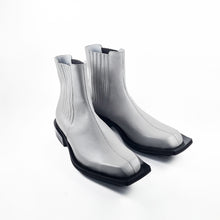 Handmade grey leather Chelsea boots
