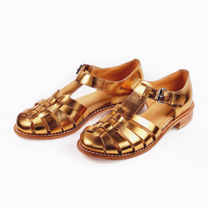 Handmade Leather Fisherman Sandals In Golden Colour