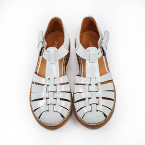 Handmade Patent Leather Fisherman Sandals In White Colour