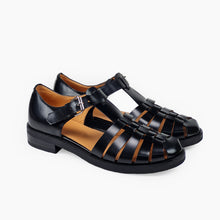 Handmade Leather Fisherman Sandals In Black Colour