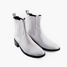 Handmade men's white leather Chelsea Boots