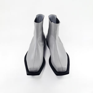 Handmade grey leather Chelsea boots