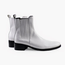 Handmade men's white leather Chelsea Boots