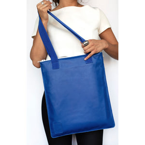 Blue Leather Tote