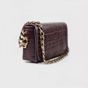 Dark Brown Leather Chain Bag