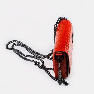 Orange Leather Mini Chain Bag