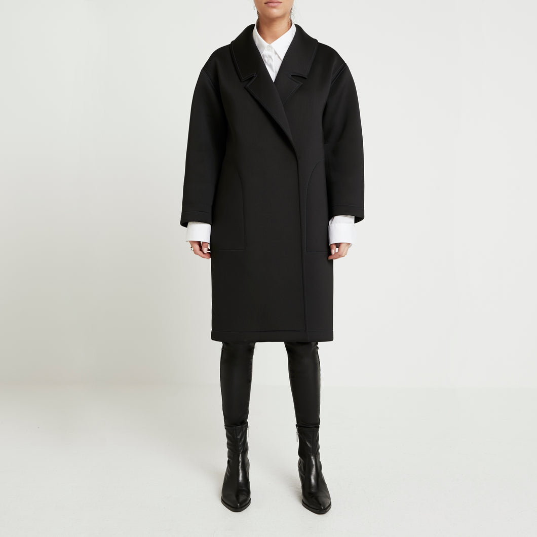 Black Oversized Neoprene Coat