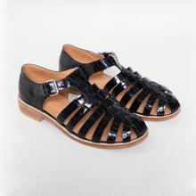 Handmade patent leather Fisherman sandals in black colour