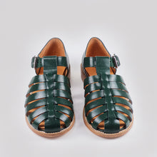 Handmade leather Fisherman sandals in dark green colour