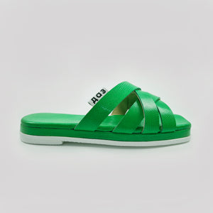 Bright Green Strappy Slip On Sandals