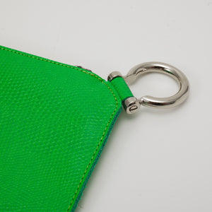 Handmade green leather clutch