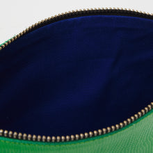 Handmade green leather clutch