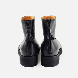 Handmade Black Ankle Boots with the Back Tassel