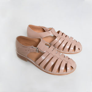 Handmade leather Fisherman sandals in nude colour