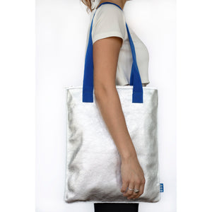 Silver Leather Tote