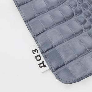 Handmade grey textured leather clutch