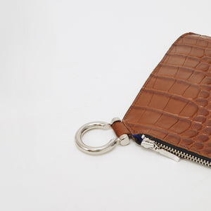 Handmade brown leather clutch